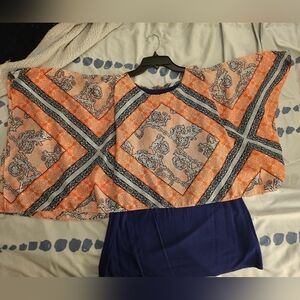 Pink and Blue Patterned Top